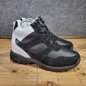 Calto Mens 12 Elevated Hiking Boots Black White Suede Trail Comfort Shoes